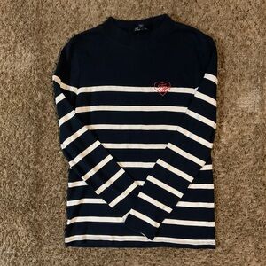 Tommy Hilfiger black and White Striped Long Sleeve Tee
